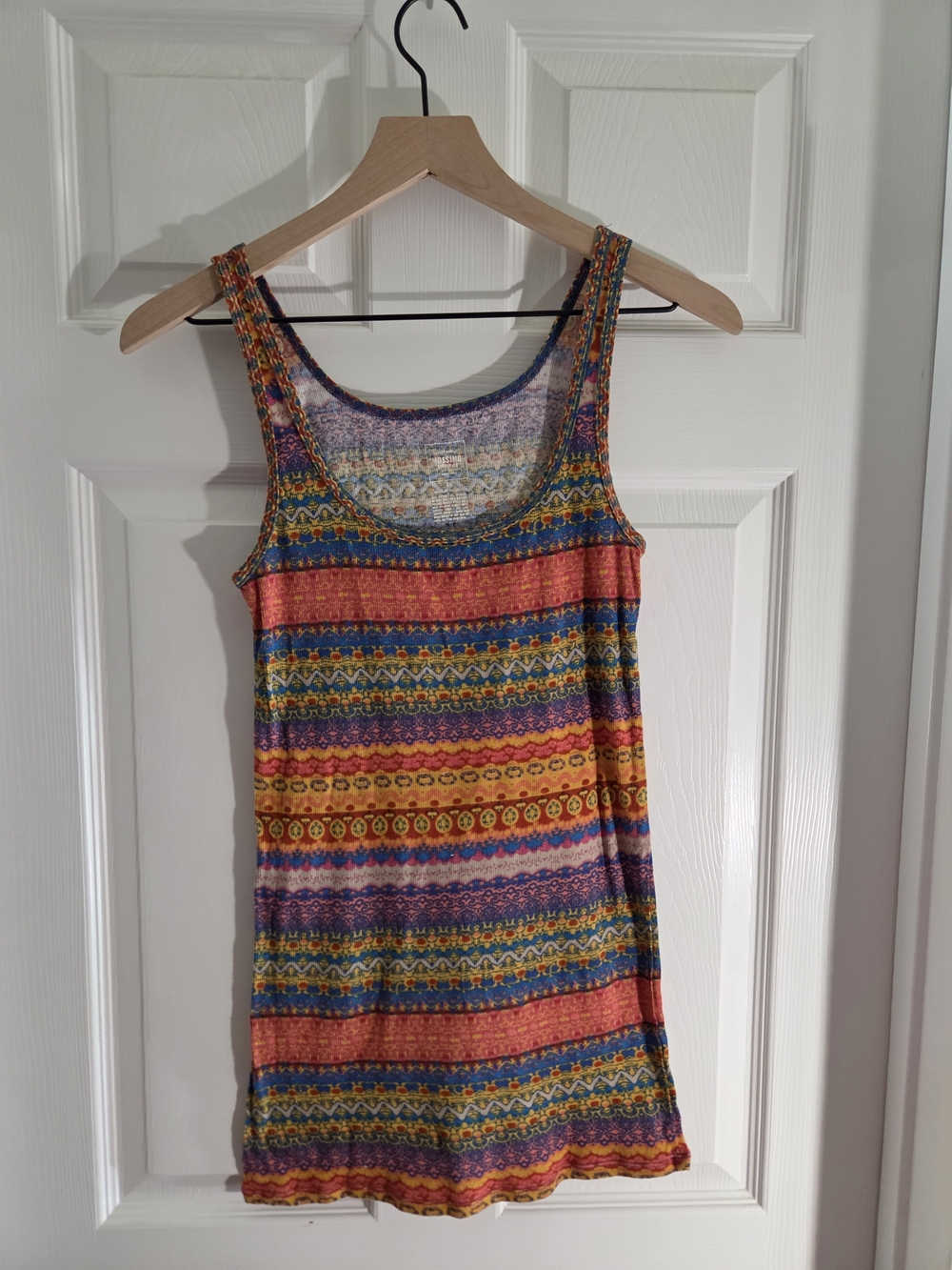 Mossimo Supply Co. Multicolor Striped Scoop Tank - Yellow, Blue, Pink, Orange